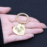 Engraved Kids Drawing Keychain for Mom Heart Shape Baby Artwork