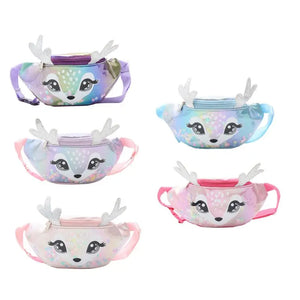 Kids Elk Print Waist Fanny Pack Belt Pouch Travel Hip Bum Shoulder Bag Purse