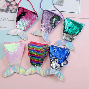 Kids Girl Beauty Fish Tail Crossbody Bag Girls Sequin Bags Coin Purse Wallet