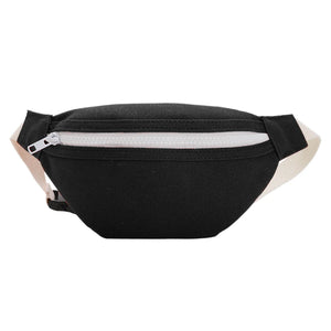 Girls Casual Canvas Waist Bag Zip Chest Pack Lightweight Shoulder Pouch