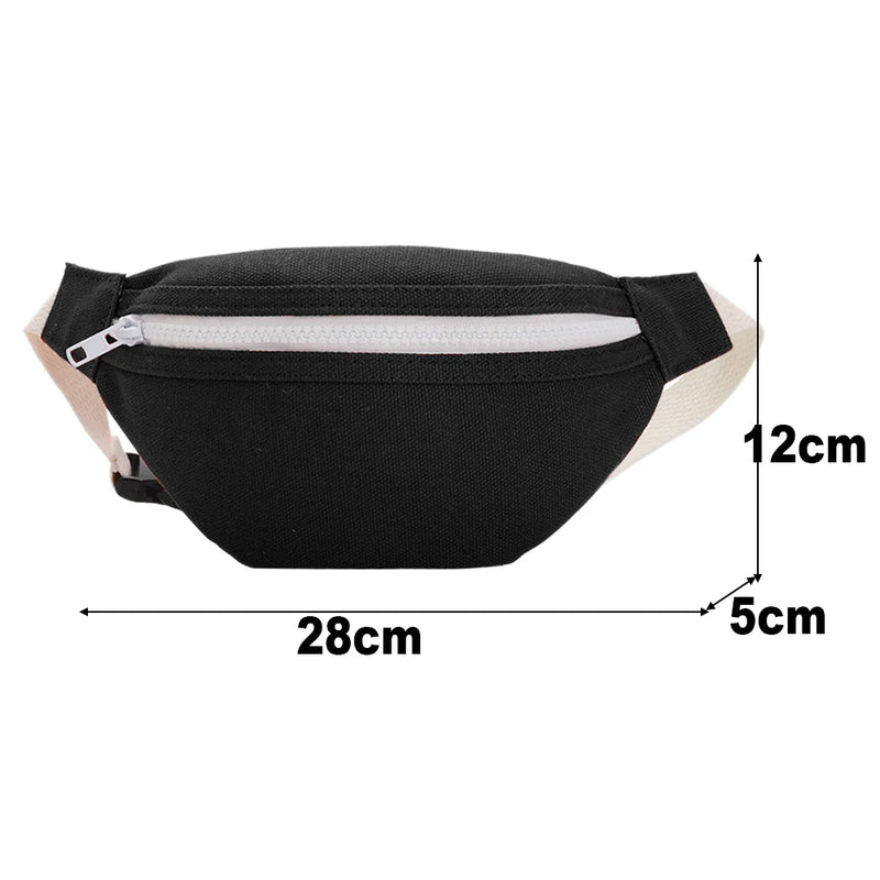 Girls Casual Fanny Waist Bag Canvas Chest Belt Pack Zipper Shoulder Crossbody Po
