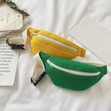 Girls Casual Waist Bag Zip Canvas Lightweight Shoulder Pouch