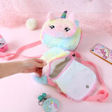 Plush Girls Cartoon Messenger Bag Adjustable Strap Large Capacity