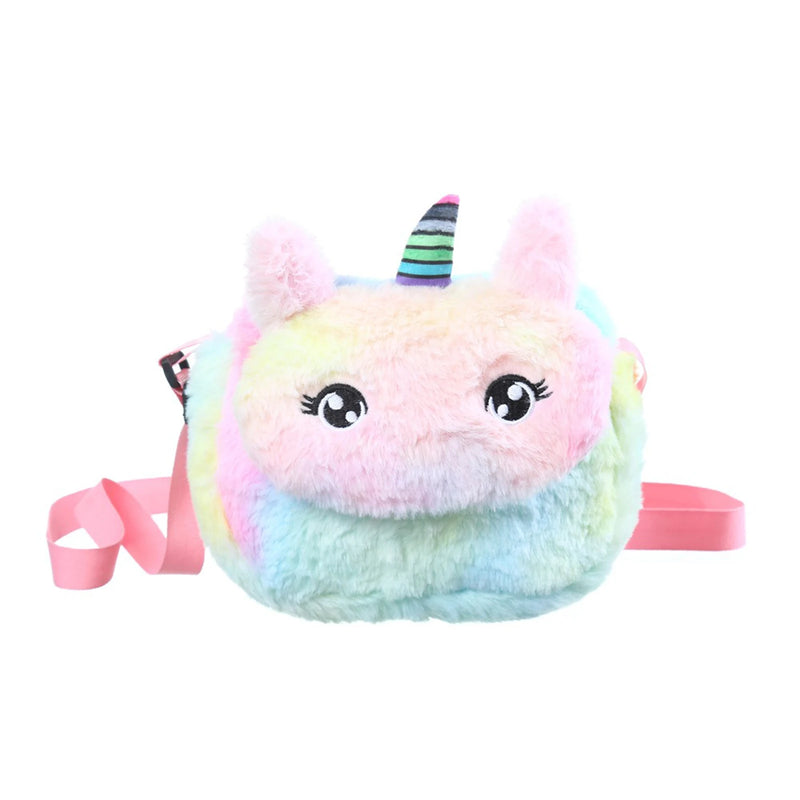 Plush Girls Cartoon Messenger Bag Adjustable Strap Large Capacity