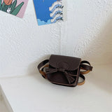 Kids Girls Mini Messenger Bag Retro PU Leather Solid Messenger Bag Kids Square B
