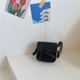Kids Girls Mini Messenger Bag Retro PU Leather Solid Messenger Bag Kids Square B