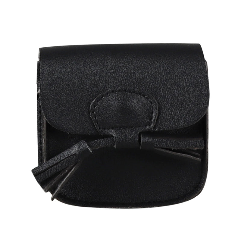 Kids Girls Mini Messenger Bag Retro PU Leather Solid Messenger Bag Kids Square B