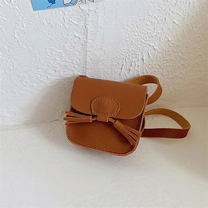 Kids Girls Mini Messenger Bag Retro PU Leather Solid Messenger Bag Kids Square B