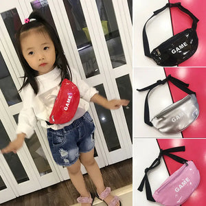 Kids Girls PU Leather Cross Body Bags Shoulder Messenger Letter Waist Packs