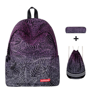 Girls School Backpack Set 3 in 1 Bookbag+Drawstring Bags+Pencil Case