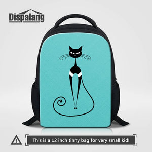 Green Art Cat School Bag Girl 12 Inch Bookbag Kids Kindergarten Backpack