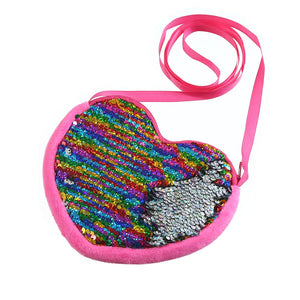 Kids Mini Heart Crossbody Bag Sequins Handbag for Girls