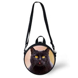 Cats Pattern Girls School Bags Round Shape Kindergarten Shoulder Bags