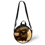 Cats Pattern Girls School Bags Round Shape Kindergarten Shoulder Bags