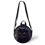 Cats Pattern Girls School Bags Round Shape Kindergarten Shoulder Bags