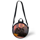 Kids Round Shape Book-Bags Cartoon Cats Pattern Girls School Bags