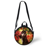 Kids Round Shape Book-Bags Cartoon Cats Pattern Girls School Bags