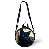 Kids Round Shape Book-Bags Little Cats Pattern Girls School Bags