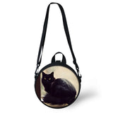 Kids Round Shape Book-Bags Little Cats Pattern Girls School Bags