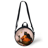 Kids Round Shape Book-Bags Little Cats Pattern Girls School Bags