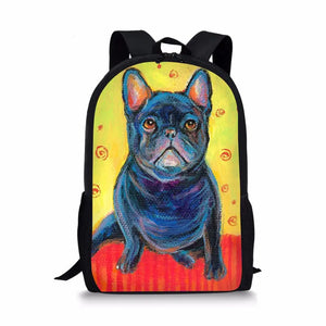 Bulldog Printed Kids School Backpack