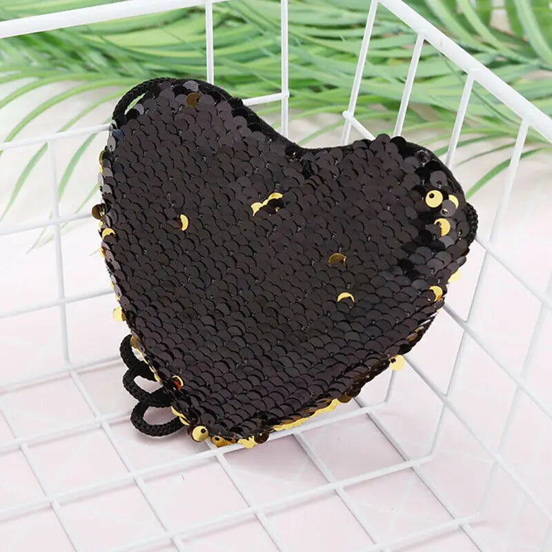 Sequins Heart Shape Shoulder Coin Bag for Girls