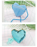 Sequins Heart Shape Shoulder Coin Bag for Girls