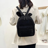 Kids Bunny Ear Plush Backpack Warm Fleece Daypack