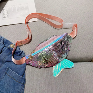 Kids Mermaid Sequin Waist Bag Messenger Bag Waterproof Money Waist Bag