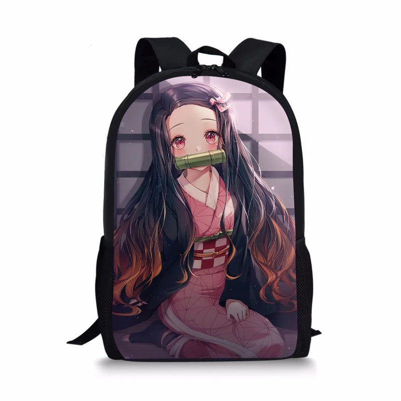 Kimetsu No Yaiba Pattern School Backpack for Kids