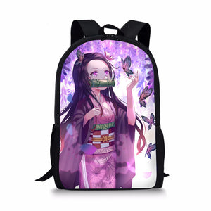 Kimetsu No Yaiba Pattern School Backpack for Kids