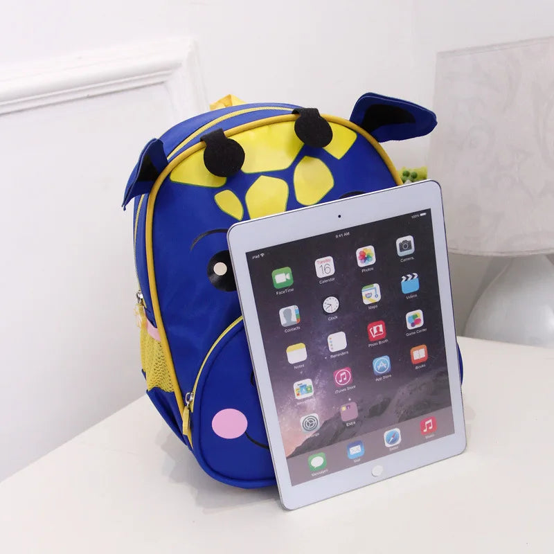 Kindergarten Backpack Cow Cartoon Prints Red Green Solid Bag