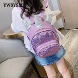 Kindergarten Girls Sequin Backpack PU Leather School Bags