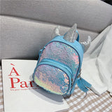 Kindergarten Girls Sequin Backpack PU Leather School Bags