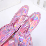 Girls Rabbit Ear Backpack Sequin Leather School Bag