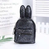 Girls Rabbit Ear Backpack Sequin Leather School Bag