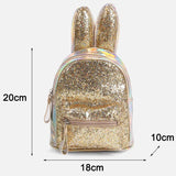 Girls Rabbit Ear Backpack Sequin Leather School Bag