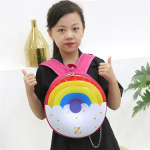 Kids Rainbow Donut Car Tyre Shape Backpack Mini Wheel Bag