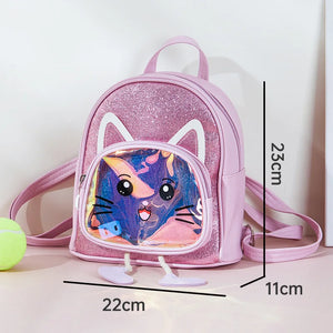 Kindergarten Schoolbag Girl Children's Backpack Leather Cartoon Girl Luminous Kn