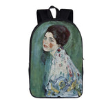 Gustav Klimt Kiss Backpack School Oil Painting Tears Travel Bag