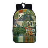 Gustav Klimt Kiss Backpack School Oil Painting Tears Travel Bag