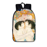 Gustav Klimt Kiss Backpack School Oil Painting Tears Travel Bag