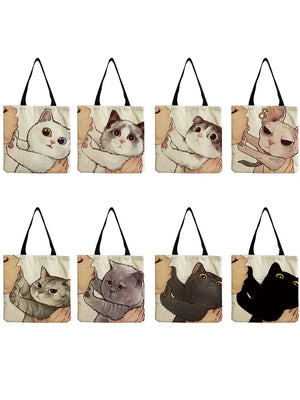 Kissing Cat Tote Bag Eco Reusable Shopping Bag