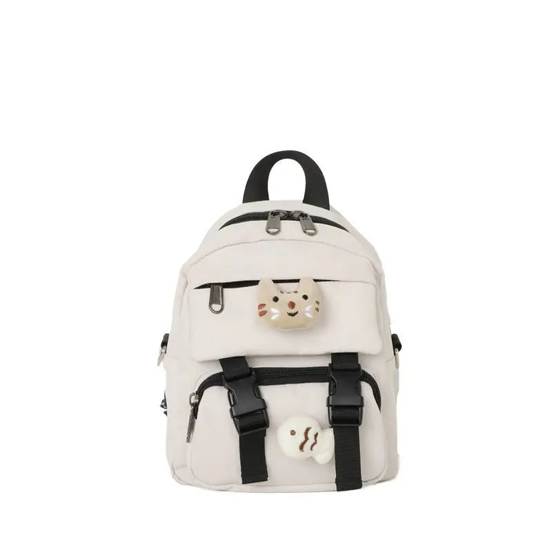 Kitten Women Backpack Fish Shoulders Bags Canvas Small School Bags