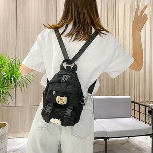 Kitten Women Backpack Fish Shoulders Bags Canvas Small School Bags