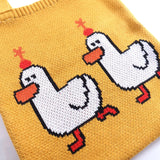 Knitted Bag 2 Ducks Pattern Handbag Casual Totes Girls Bag