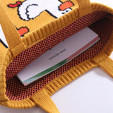Knitted Bag 2 Ducks Pattern Handbag Casual Totes Girls Bag