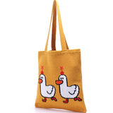 Knitted Bag 2 Ducks Pattern Handbag Casual Totes Girls Bag