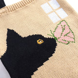 Knitted Bag Butterfly Cat Pattern Handbag Casual Totes Small Fresh Girls Bag