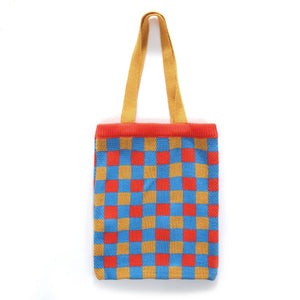 Plaid Pattern Knitted Bag Soft Casual Totes Handbag All-match Small Fresh Girls